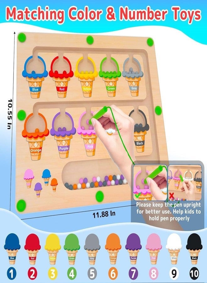 Fun4You Wooden Ice Cream Colour and Number Learning Board, Montessori Magnetic Educational Toy for Kids, Age 3+ - Image 2